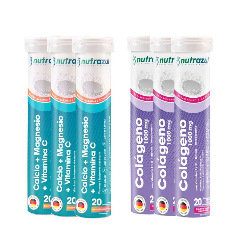 Calcio - Magnesio (3)  + Colágeno Hidrolizado Marino 1000 mg (3)  - Pack 6 unidades.-0
