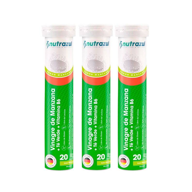 Vinagre de Manzana + Té Verde + Vitamina B6 - Pack 3 unidades.-0