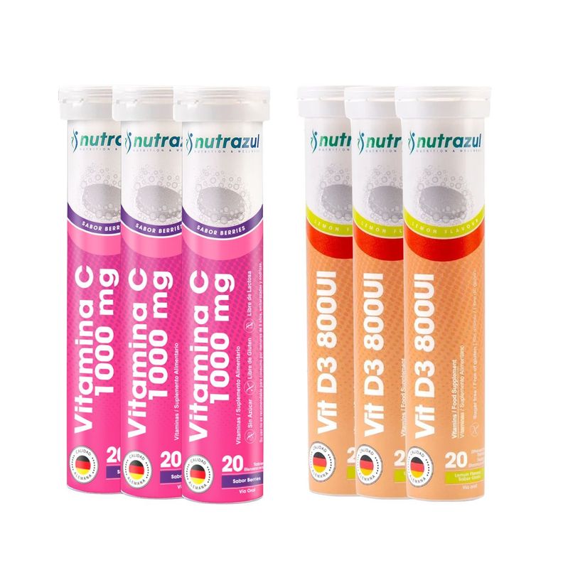 Vitamina C 1000 mg berries + Vitamina D3 800 UI - Pack 6 unidades.-0