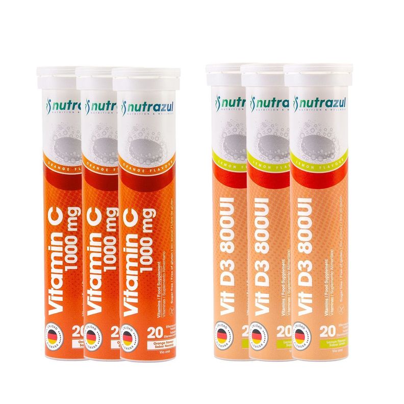 Vitamina C 1000 mg ( 3 ) + Vitamina D3 -800 UI (3 ) -Pack 6 Unidades. Diseno 9