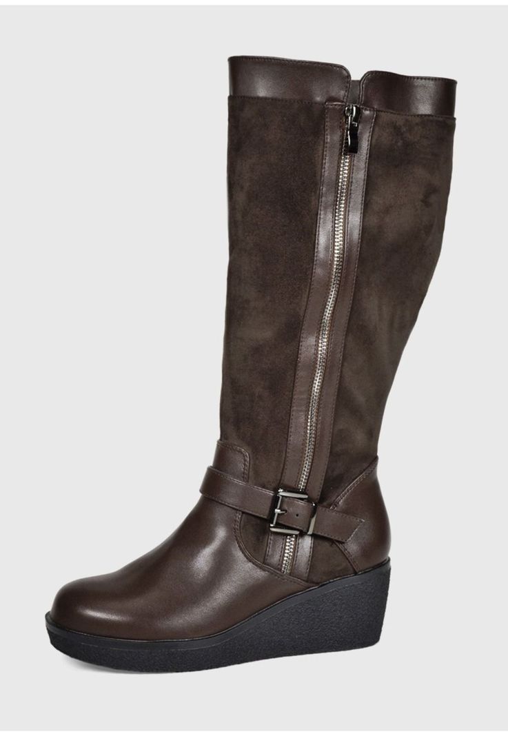 Bota Mujer Alfia Café Ancho XL-0