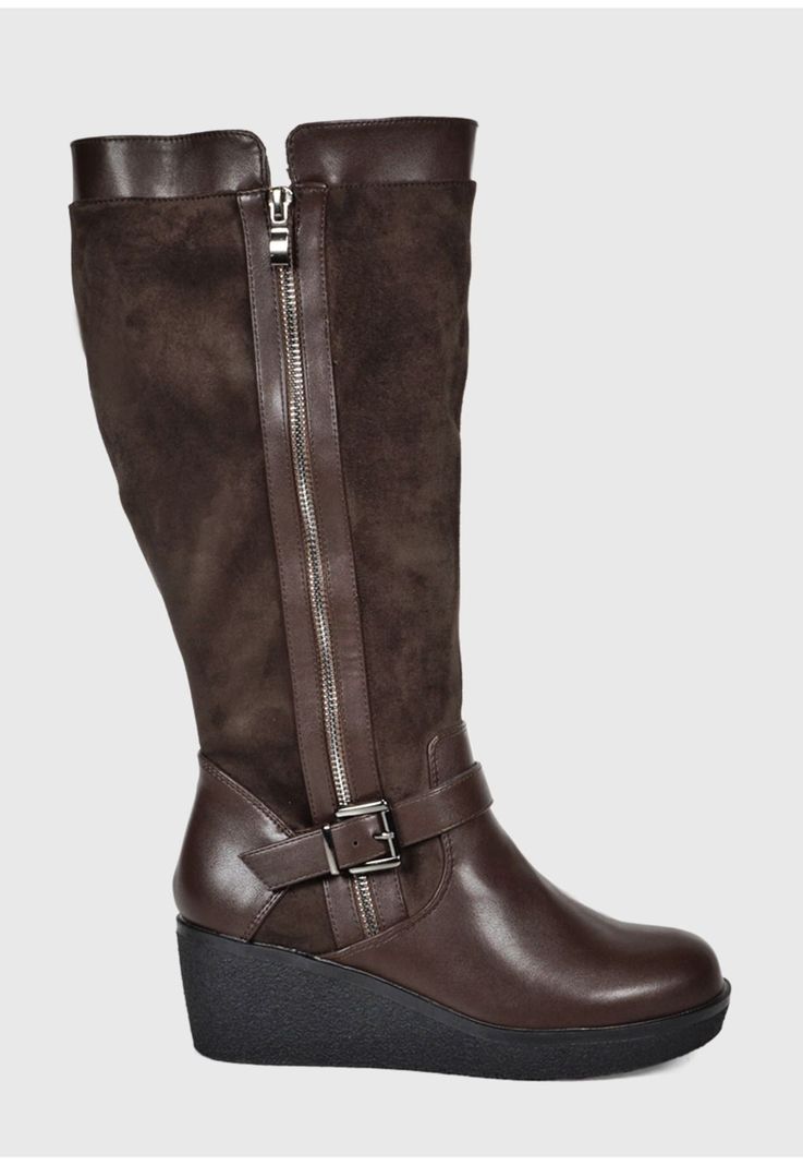 Bota Mujer Alfia Café Ancho XL-1