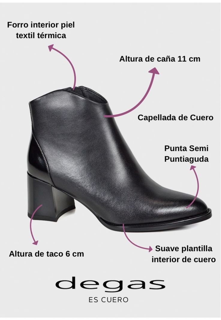 Botín Mujer Cuero Malka Negro-2
