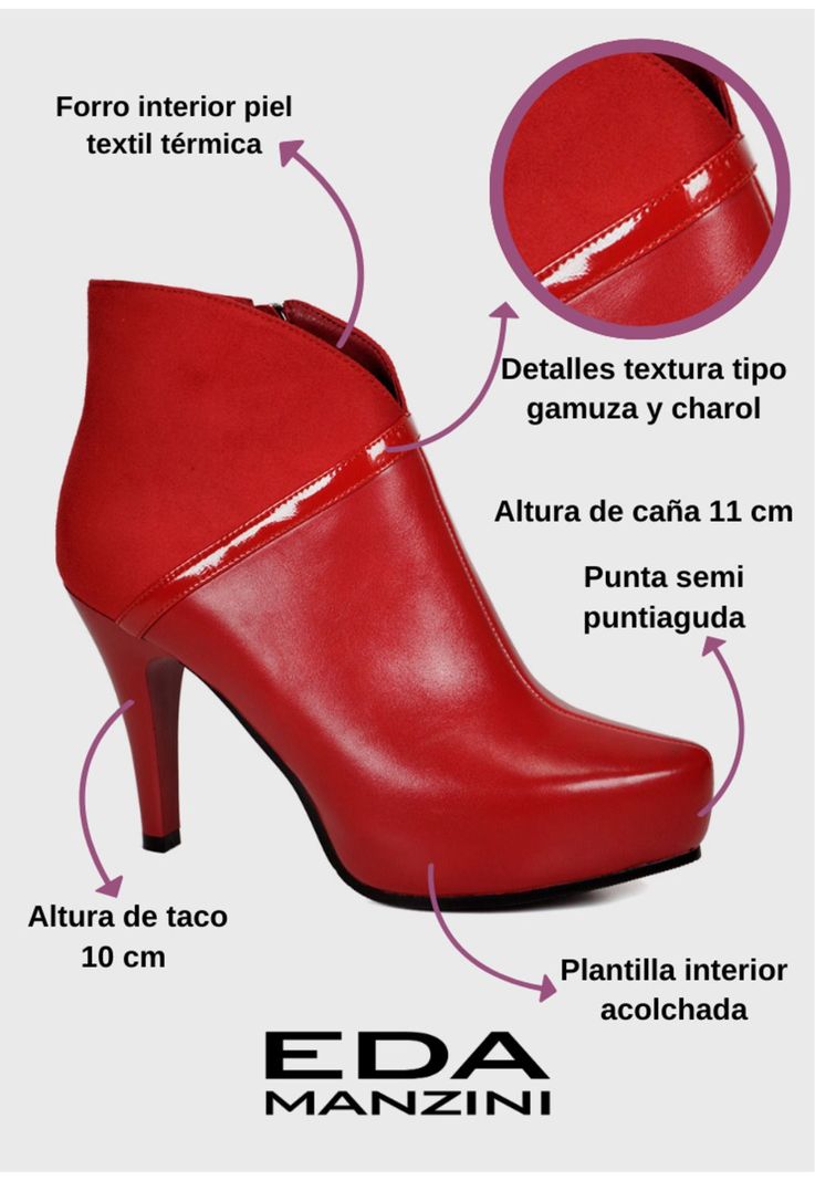 Botín Mujer Levia Rojo -2