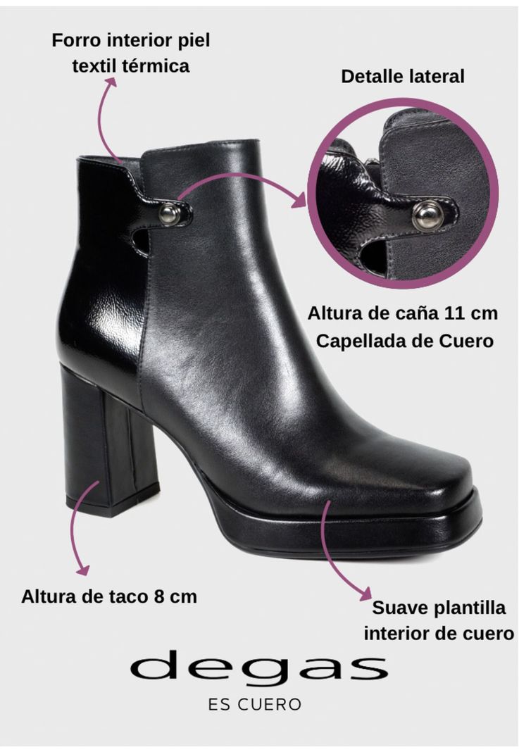 Botín Mujer Cuero Gozde Negro-2