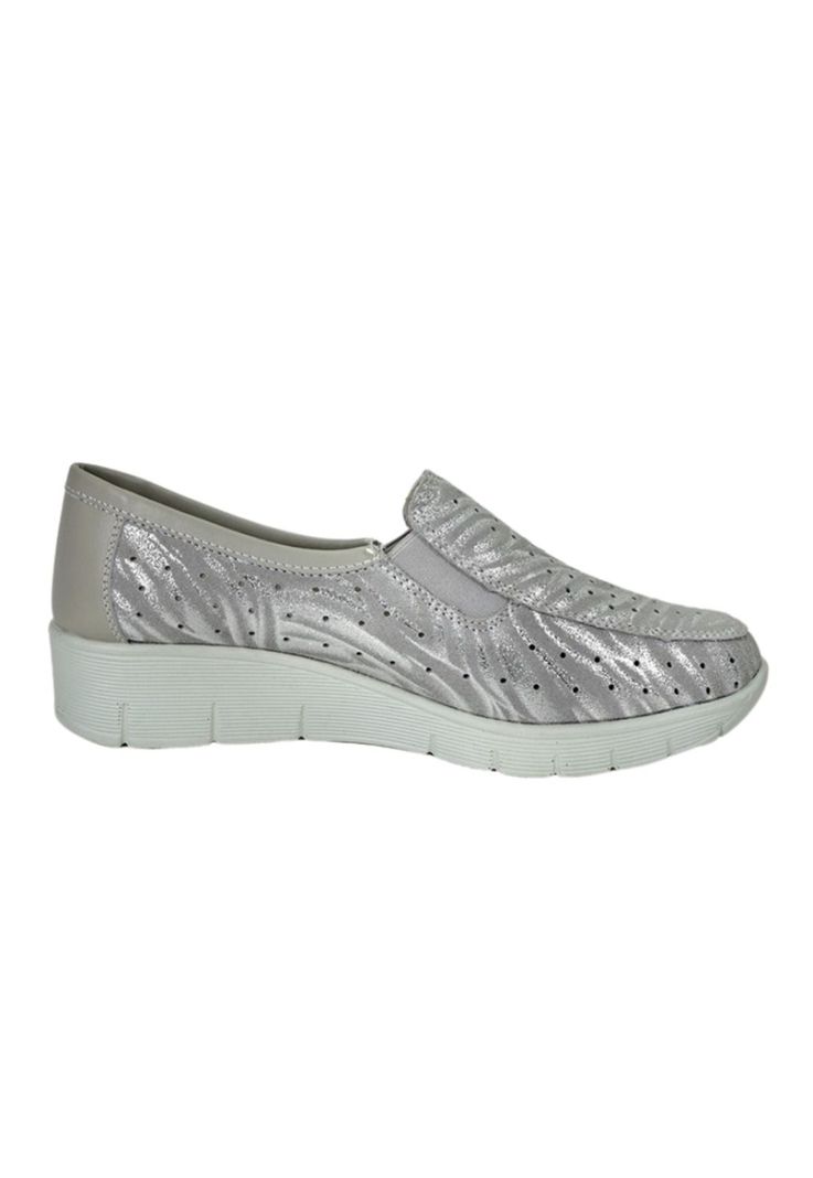 Mocasín Cuero Aranna Gris Animal Print