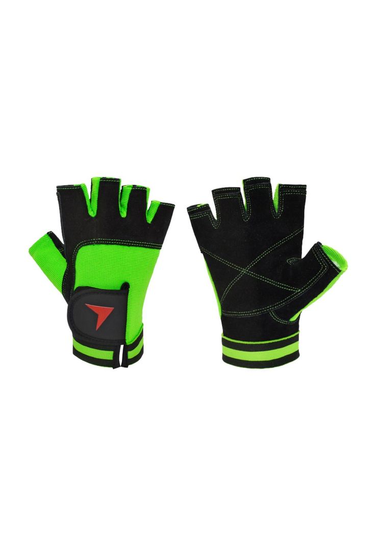 Guante Fitness Torpedo Cuero Negro - Verde-0