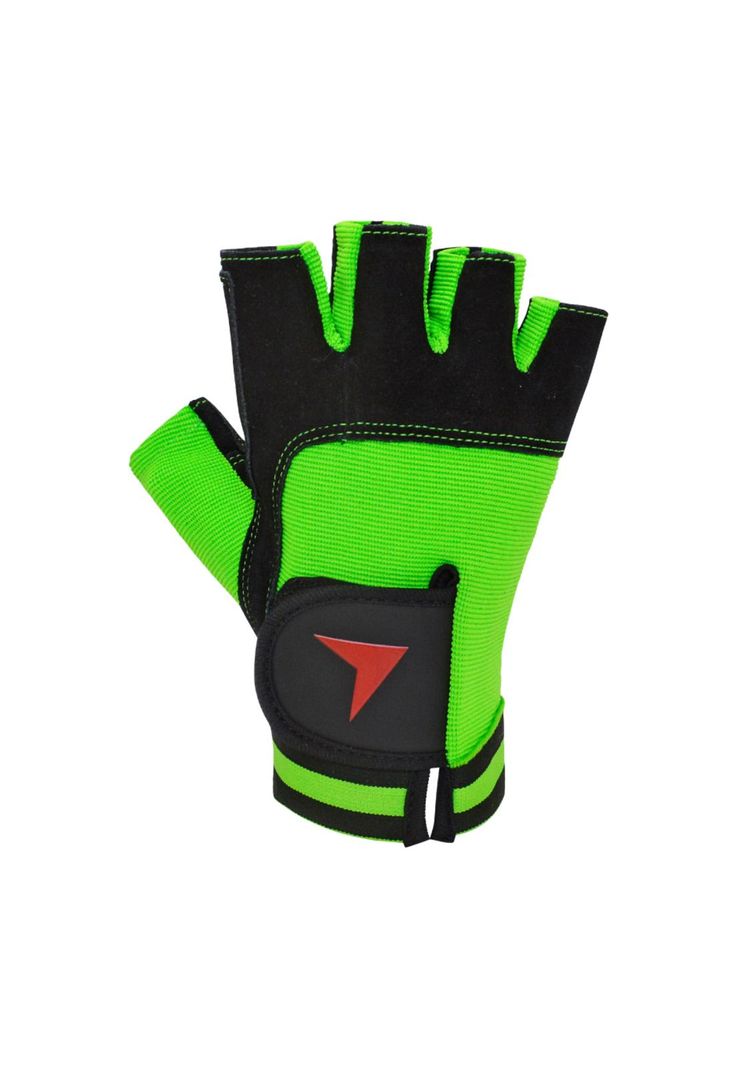Guante Fitness Torpedo Cuero Negro - Verde-1