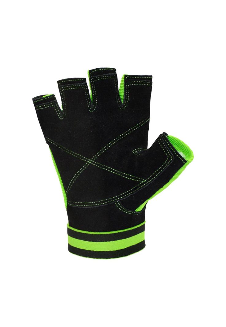 Guante Fitness Torpedo Cuero Negro - Verde-2