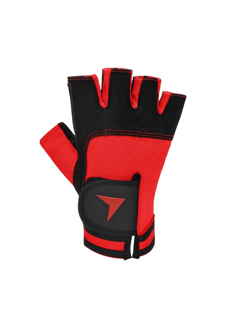 Guante Fitness Torpedo Cuero Negro - Rojo-0