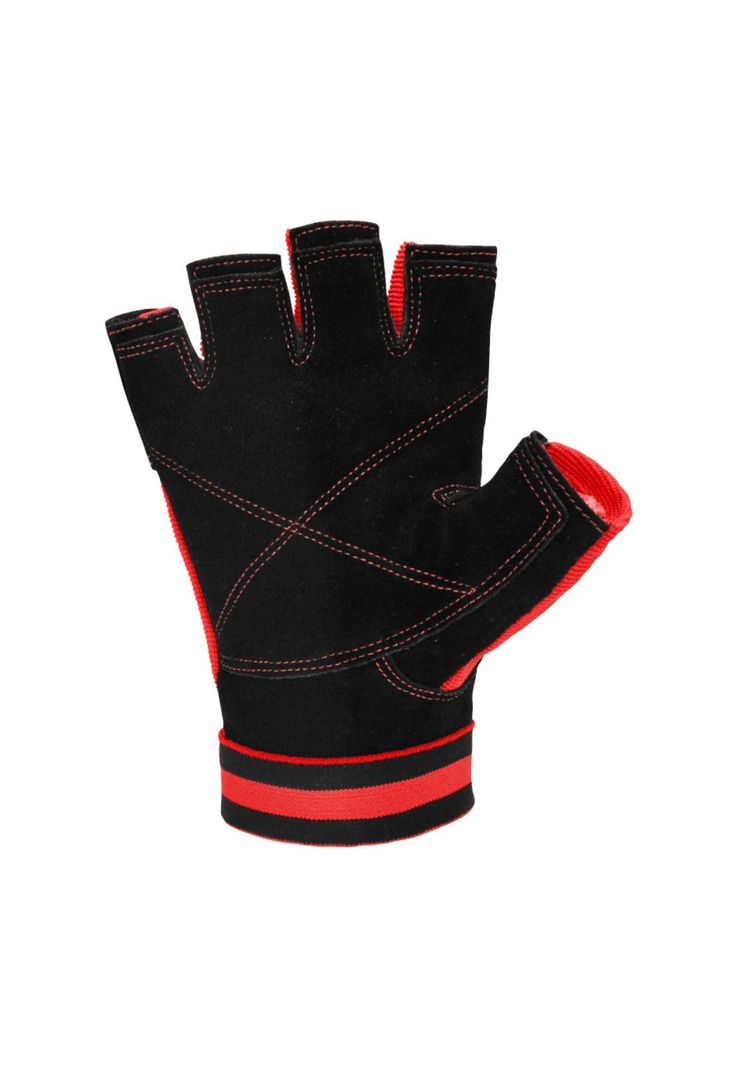Guante Fitness Torpedo Cuero Negro - Rojo-1
