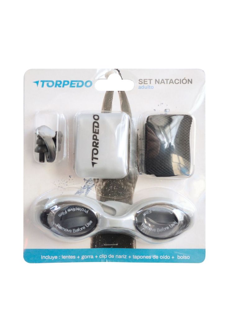 SET NATACION TORPEDO ADULTO PLATA