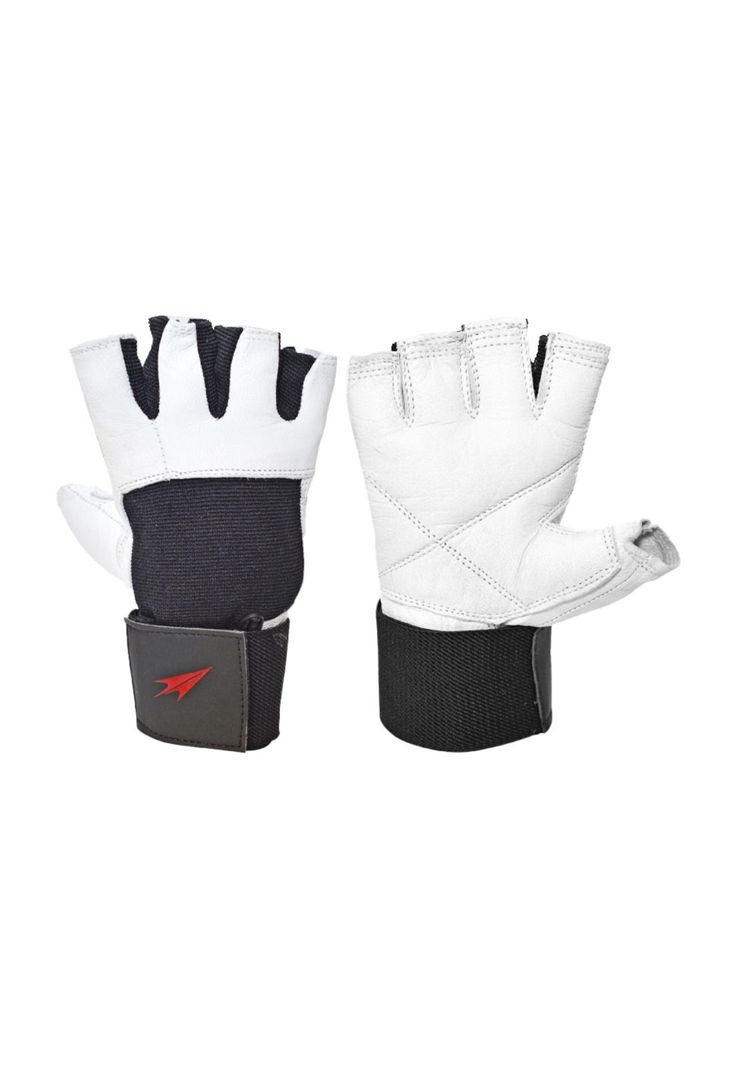 Guante Fitness Torpedo Cuero Muñeca Negro - Blanco-0