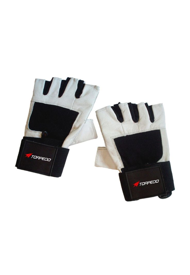 Guante Fitness Torpedo Cuero Muñeca Negro - Blanco-1
