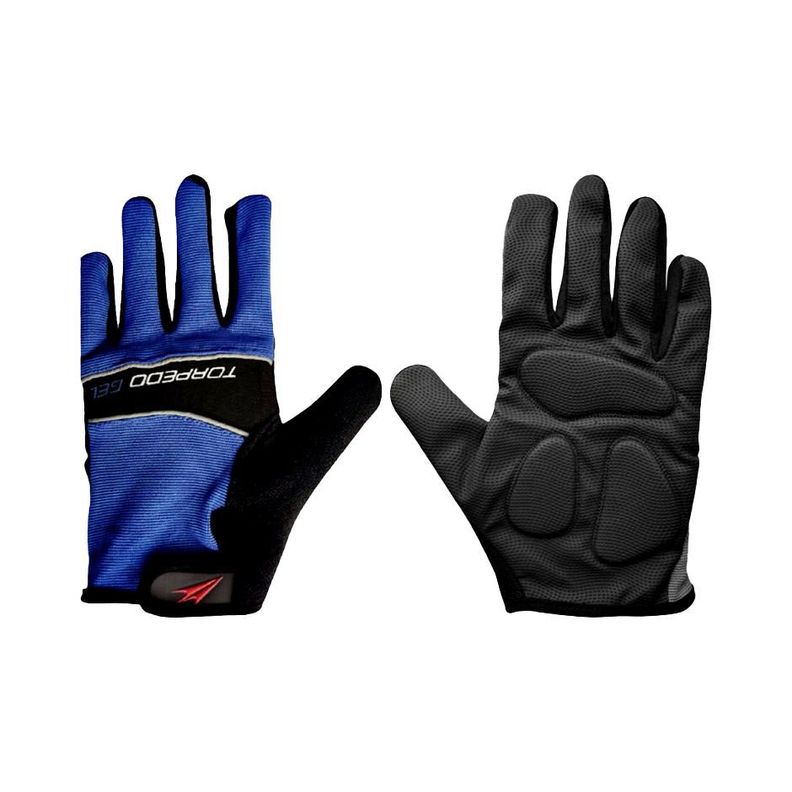 Guante Torpedo Ciclista Gel Largo Negro - Azul XXS