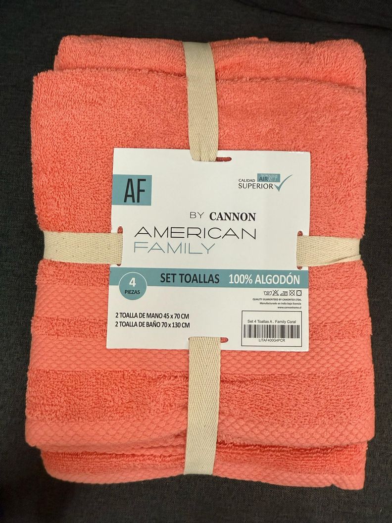 Juego De 4 Toallas Af Cannon De 400gr 2 De Baño + 2 De Mano-1
