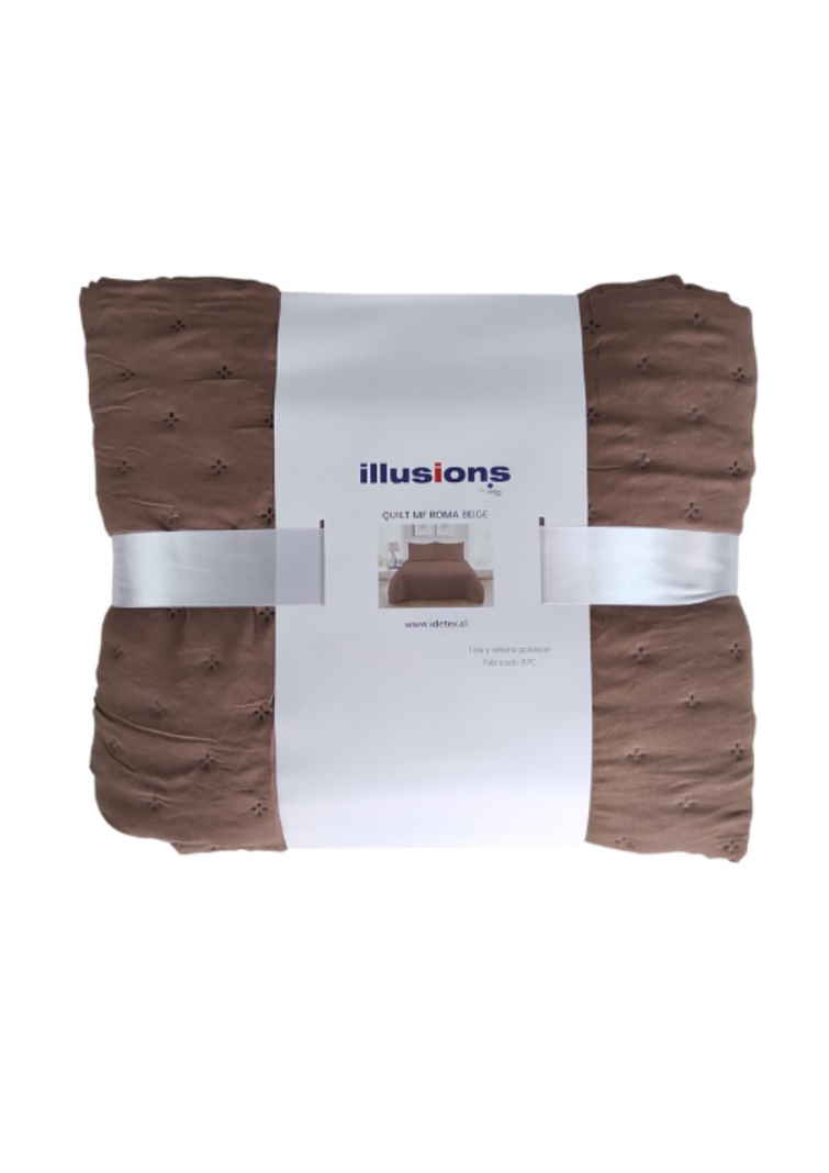 Quilt Roma King Illusions Temporada Primevera -verano Café-1