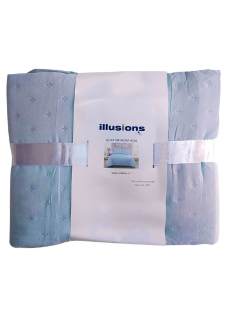 Quilt Roma King Illusions Temporada Primevera -verano  Celeste-2