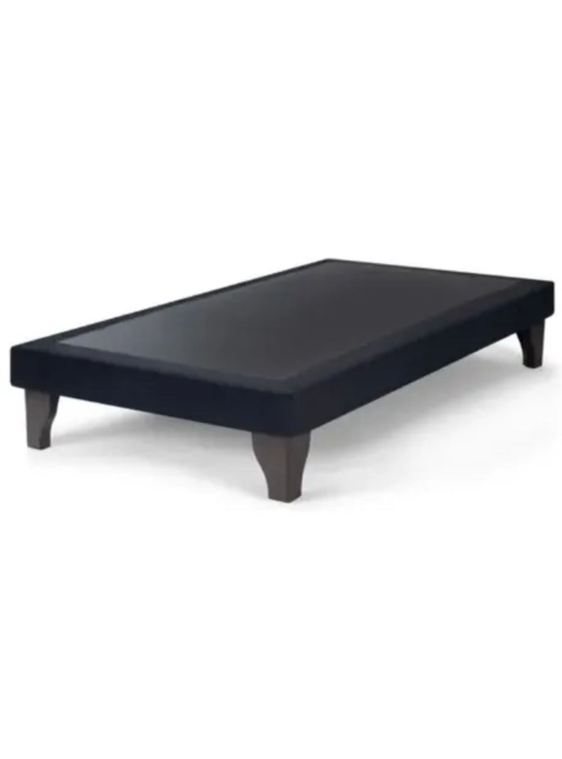 Base Cama Europea Negro Felpa 1 Plaza 90X190
