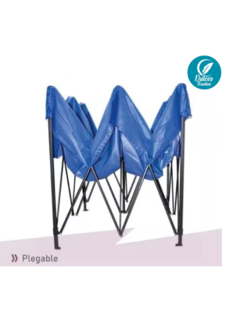 Carpa Toldo Retractil Plegable 3x3 M Reforzado Impermeable Azul-1