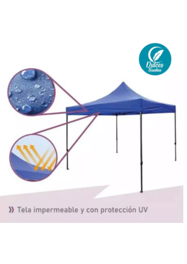 Carpa Toldo Retractil Plegable 3x3 M Reforzado Impermeable Azul-2