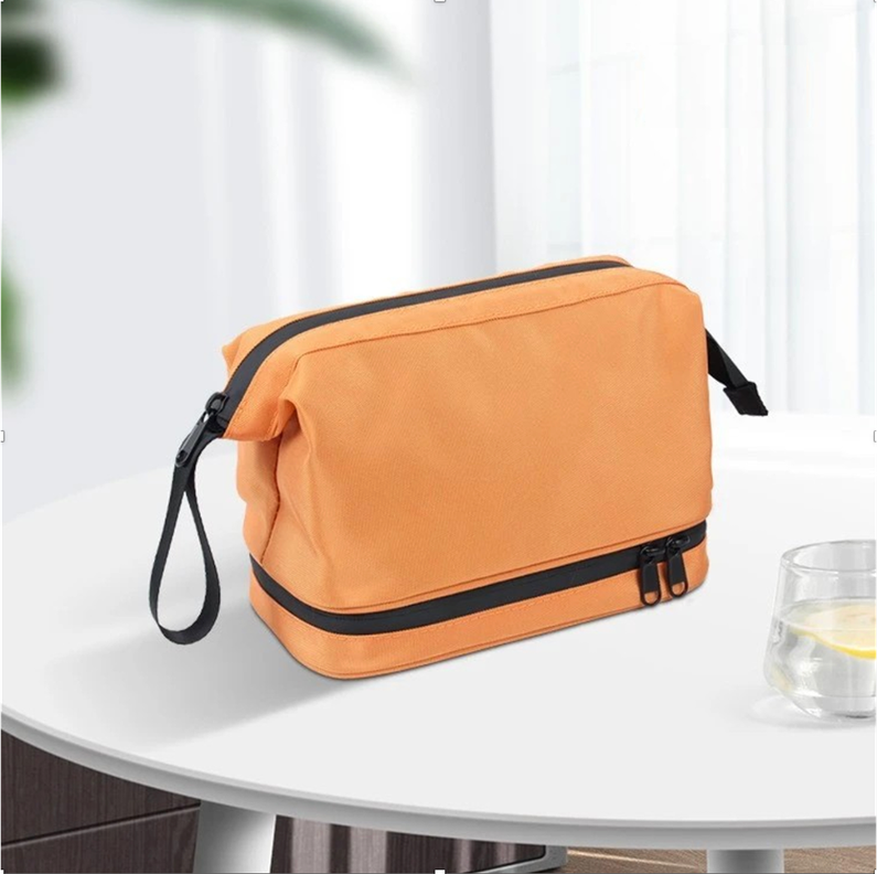 Neceser Viaje Impermeable Gran Capacidad Separacion Seco Humedo con Cierre Naranjo