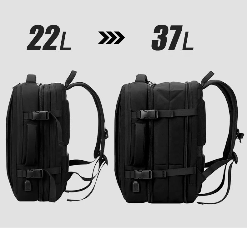 Mochila Viral Avión USB Expandible de 22 a 37L Viajeros -2