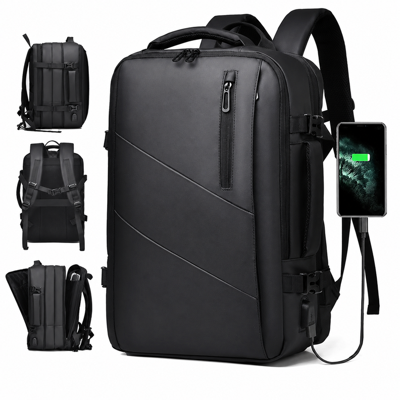 Mochila Viaje En Cabina Para Laptop Carry On Expandible Negro