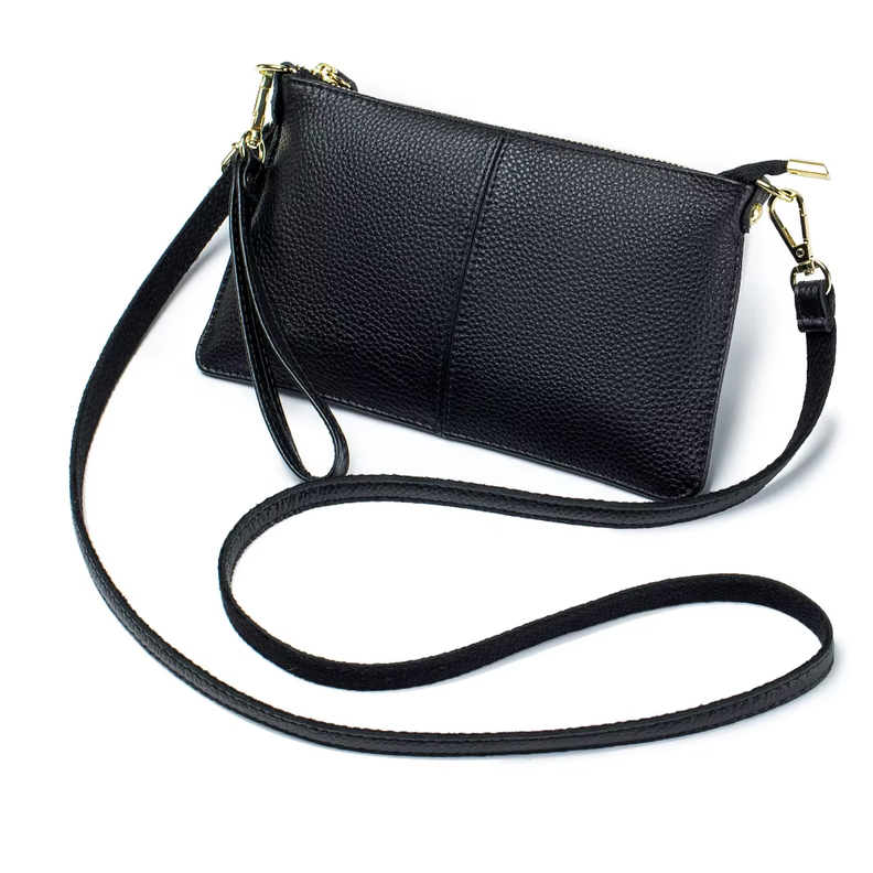 Cartera Bandolera para Mujer de Cuero Peque a Rectangular Negro