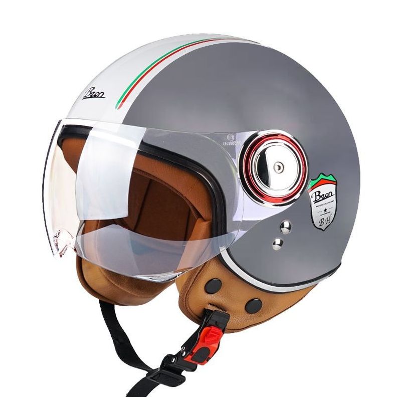 CASCO RETRO GRIS/BLANCO B110
