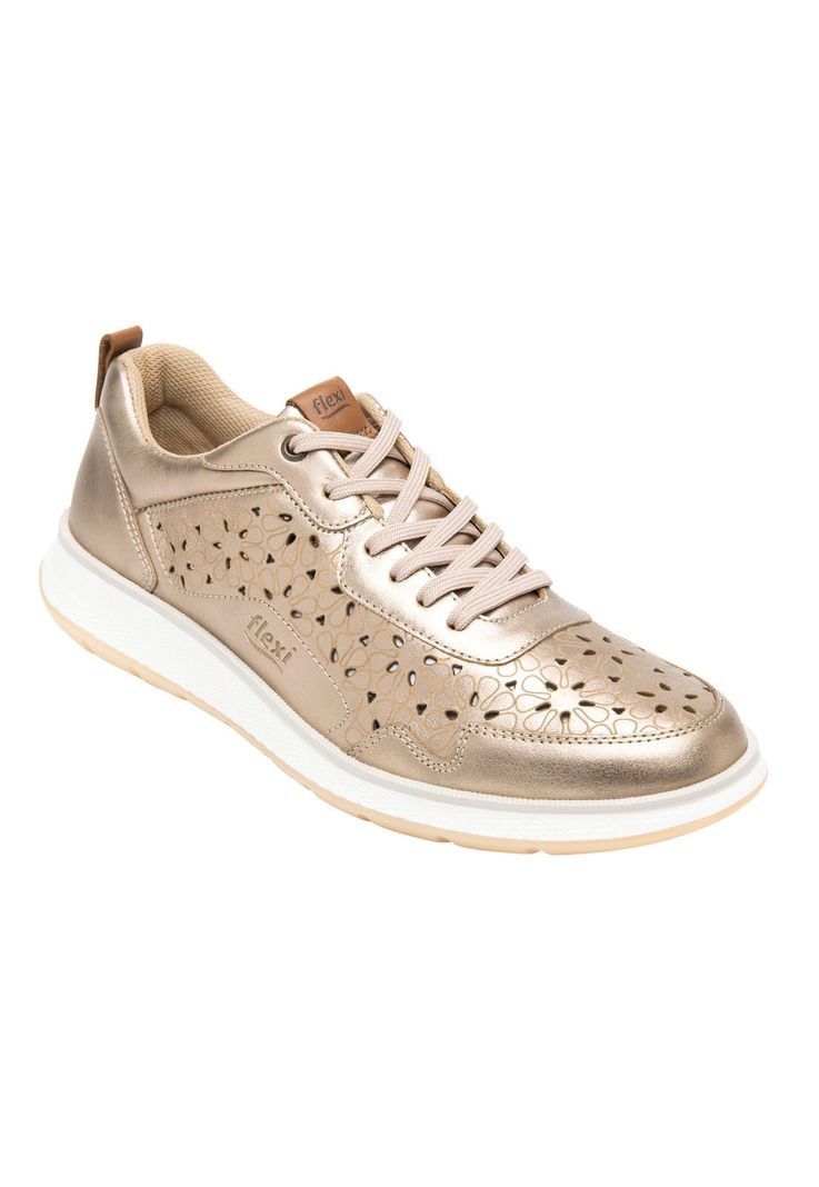 Zapatilla Mujer Cuero Rosaura Dorado Flexi-0