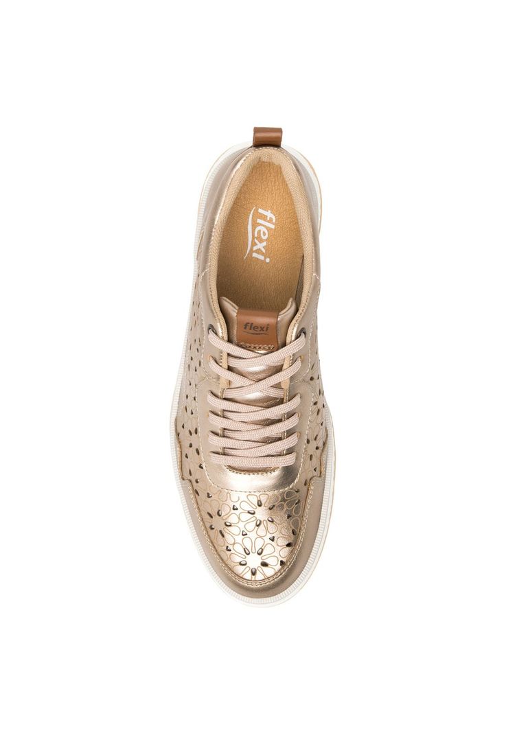 Zapatilla Mujer Cuero Rosaura Dorado Flexi-6