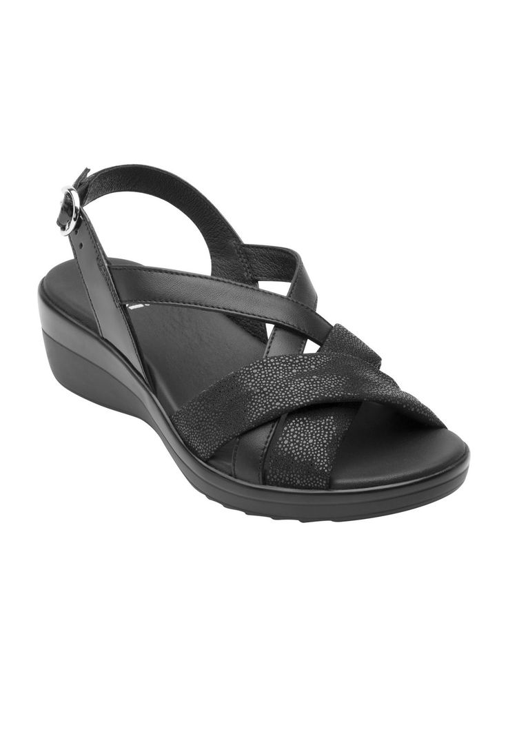 Sandalia Mujer Cuero Amapola Negro Flexi-1