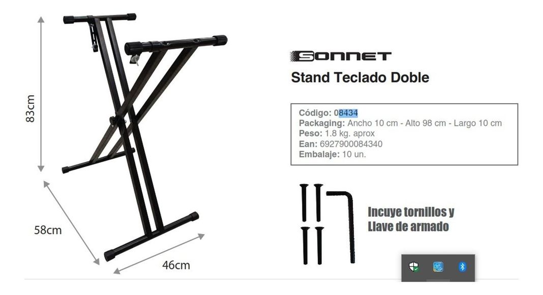 Atril Stand Para Teclados Musicales Doble 8434 Negro SONNET-3