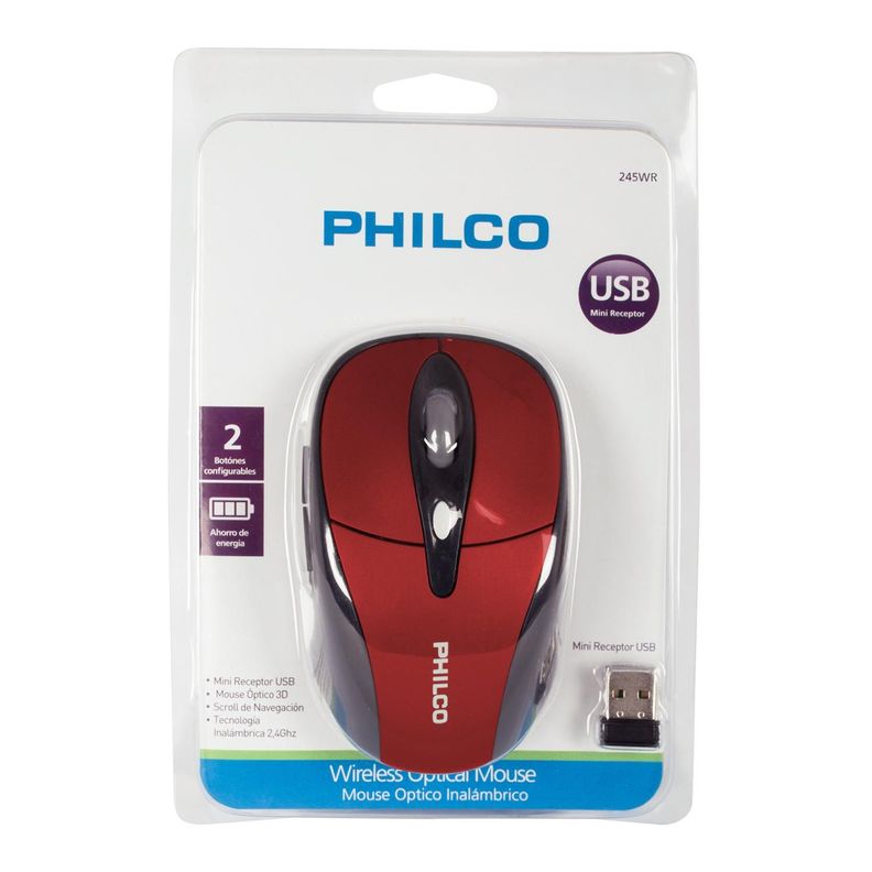 MOUSE OPTICO INAL PHILCO ROJO-0