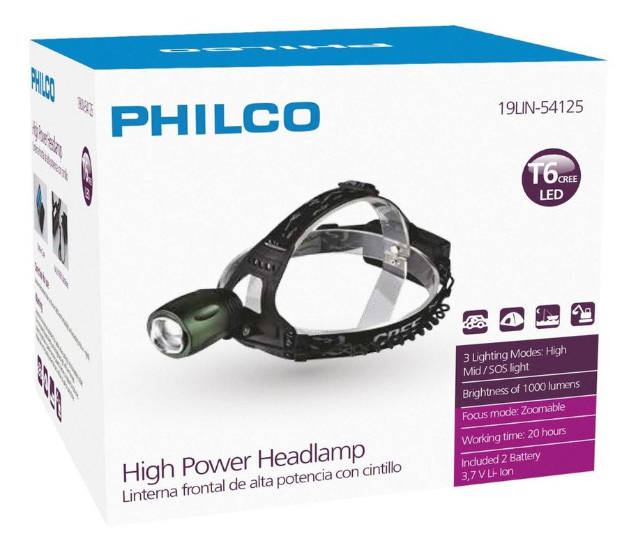 CINTILLO LED TIPO CREE BAT 18650 X 2 PHILCO-0