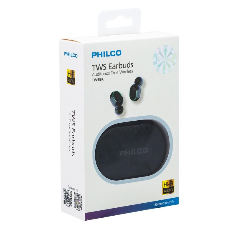 Audífonos True Wireless 5 Philco In Ear Bluetooth Negros-0