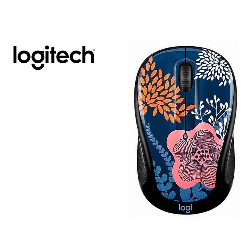 Mouse Logitech Inalambrico M317 Blue Floral-1