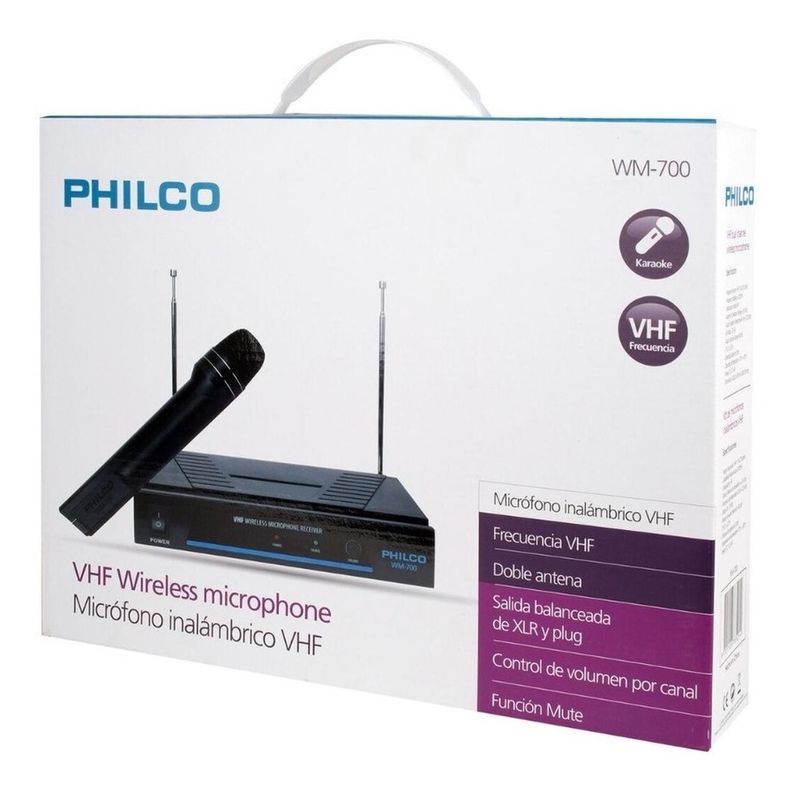 MICRÓFONO INALAMBRICO VHF KARAOKE WM700 PHILCO-4