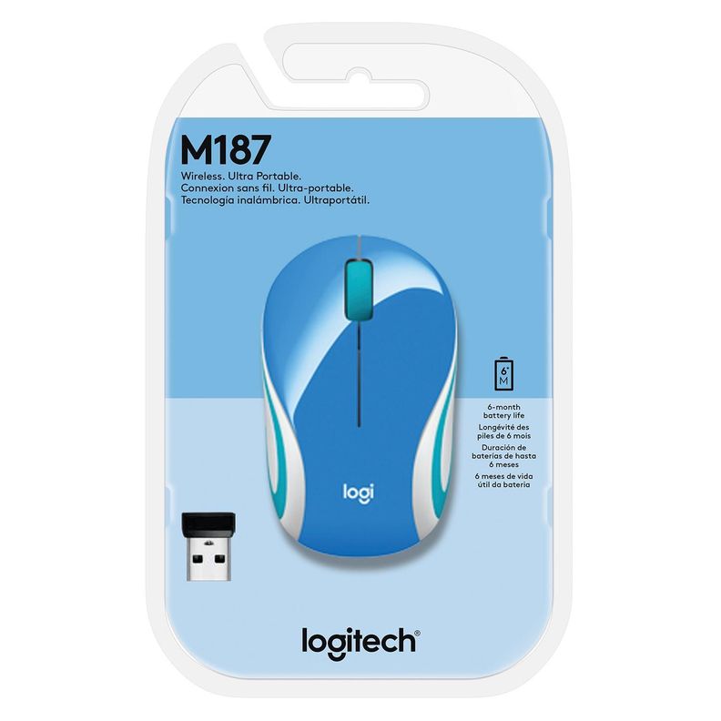 Wireless Mini Mouse M187 Azul Logitech-0