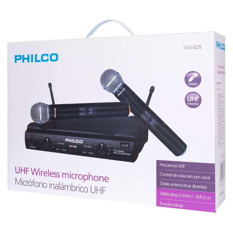 SET 2 MICROFONOS INAL UHF PHILCO-0