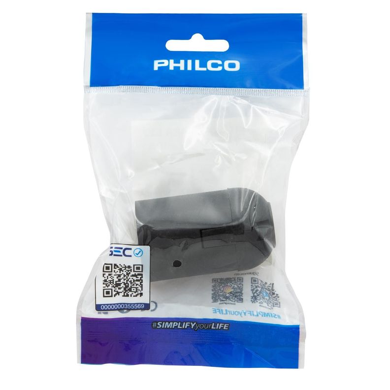Porta Lamparas E27 Simple 250v 10a Negro Philco-0