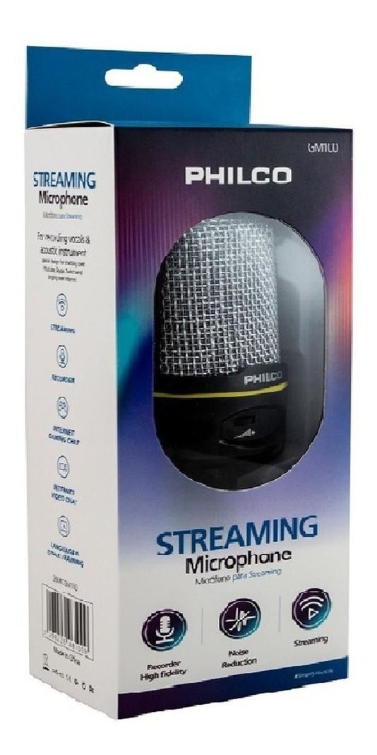 MICROFONO CONDENSADOR GAMER/STREAMER C/TRIPODE PHILCO-1