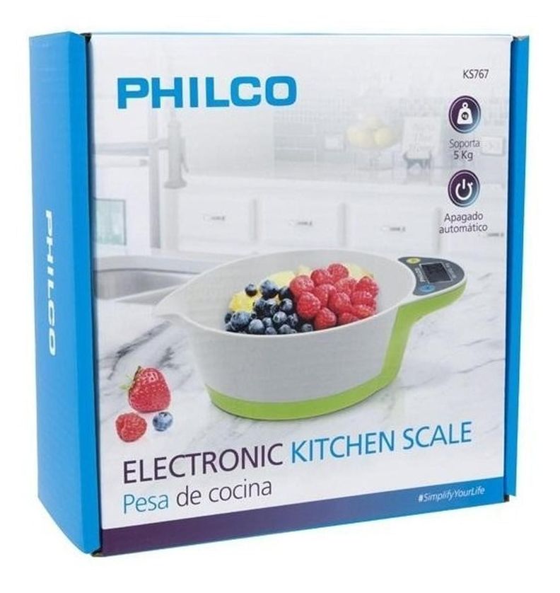 BALANZA DIGITAL TIPO BOWL GREEN VERDE 1GRAMO - 5KILO PHILCO-0
