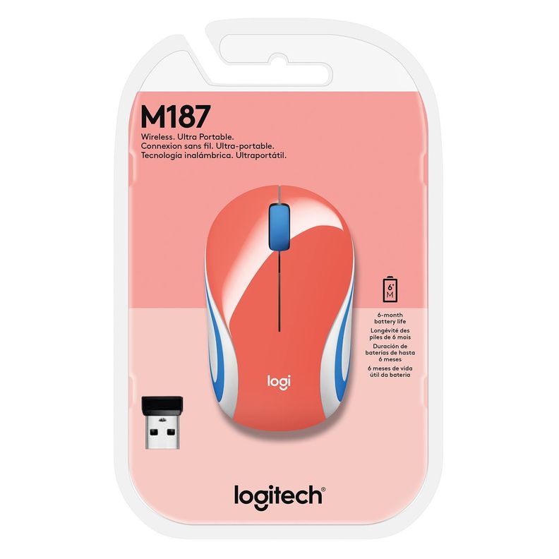 Mouse Mini INALAM M187 Refresh CORAL 910-005362 LOGITECH-0