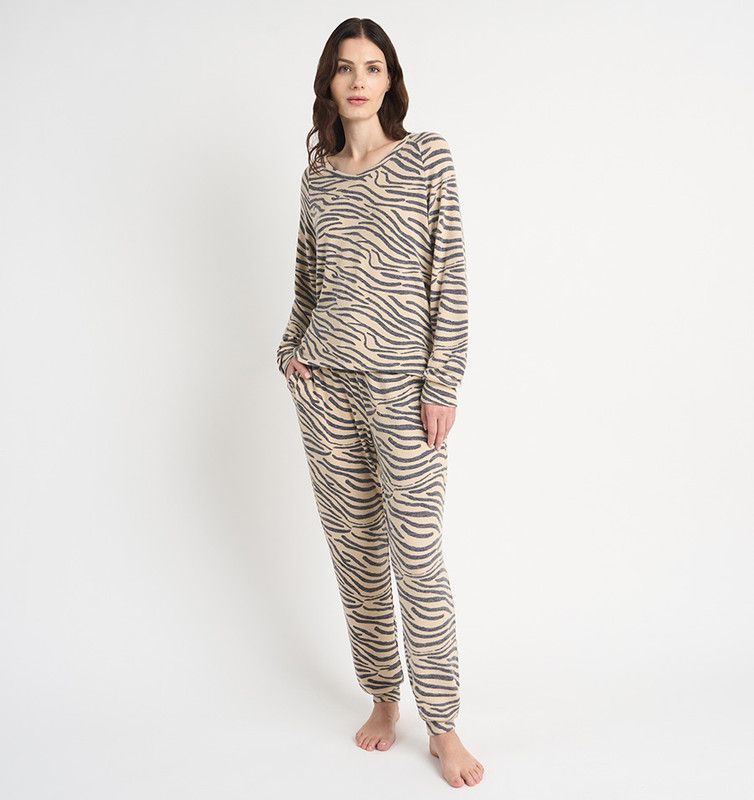 PIJAMA MUJER BARBIZON NINA BEIGE ESTAMPADO