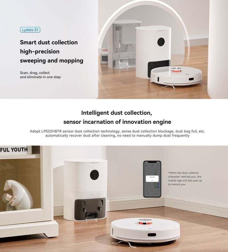 Aspiradora Trapeadora Robot con Descarga Automatica Xiaomi Lydsto S1 Blanca-5