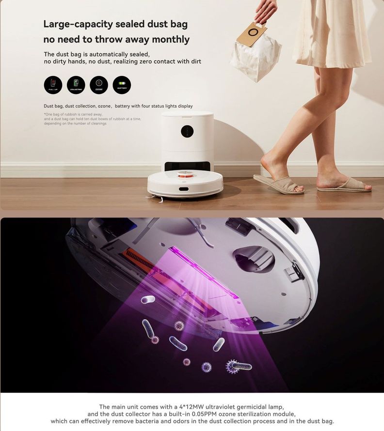 Aspiradora Trapeadora Robot con Descarga Automatica Xiaomi Lydsto S1 Blanca-2