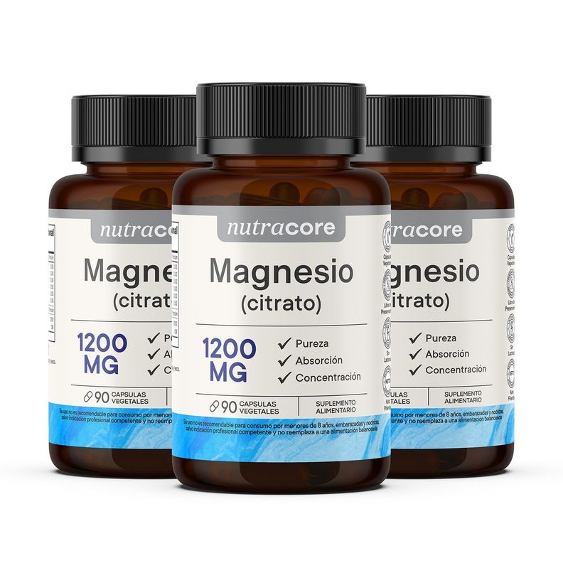 Citrato de Magnesio 1200mg 270 Cápsulas - Pack de 3 - NutraCore-0