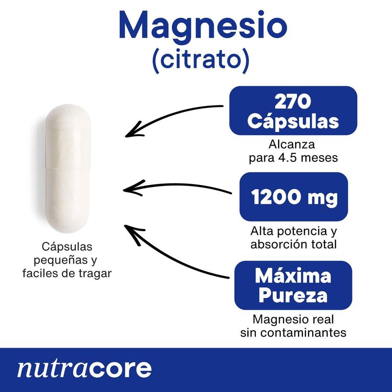 Citrato de Magnesio 1200mg 270 Cápsulas - Pack de 3 - NutraCore-1
